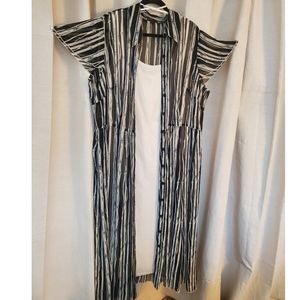 Maxi Full Button Dress, Kathryn Conover, Black Sheer Bamboo Forest, fully lined